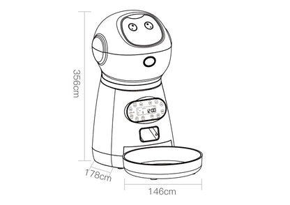 Line drawing of a kitchen appliance with dimensions labeled