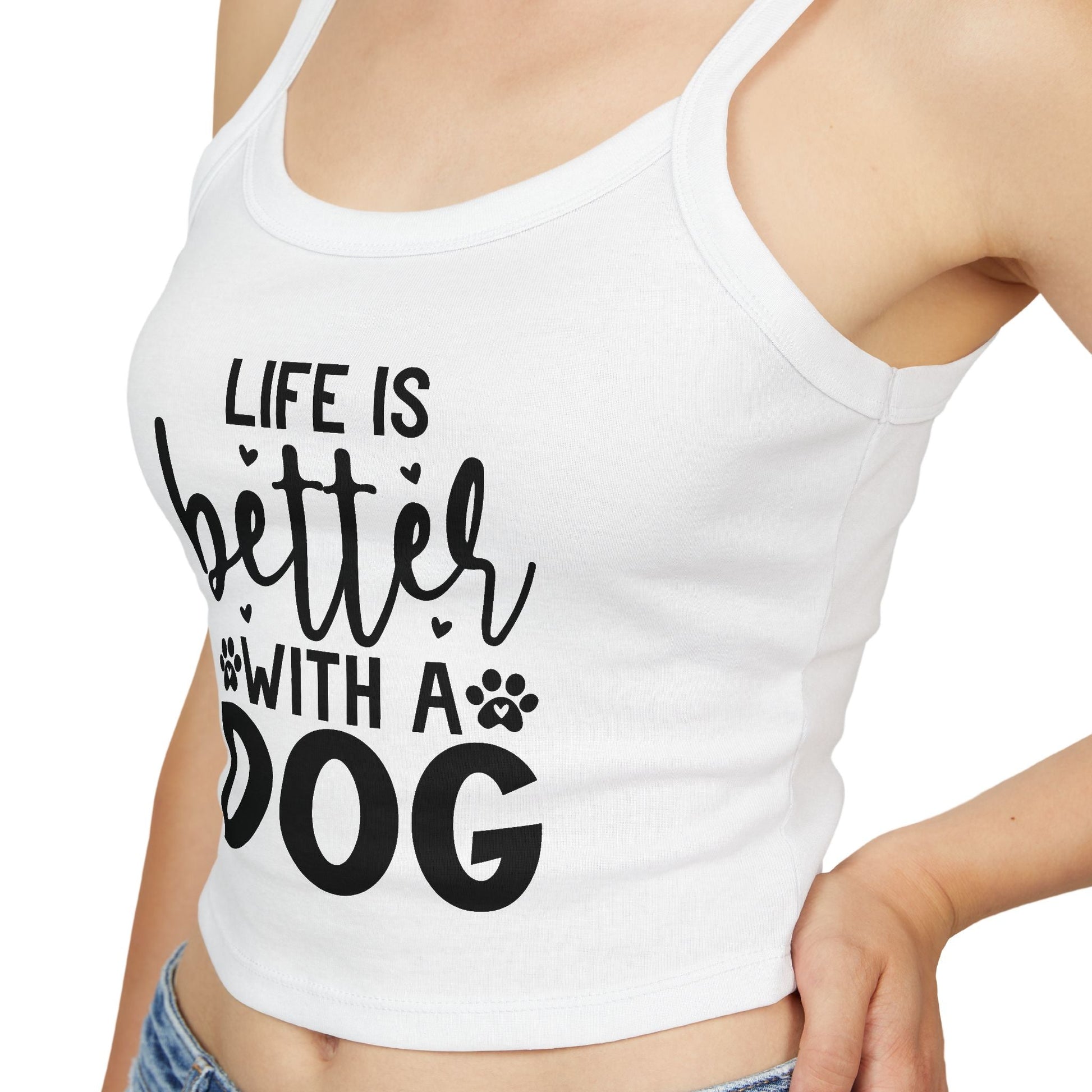 Women's Spaghetti Strap Tank Top - "Life is Better with a Dog" | Purrfect Pet Haven