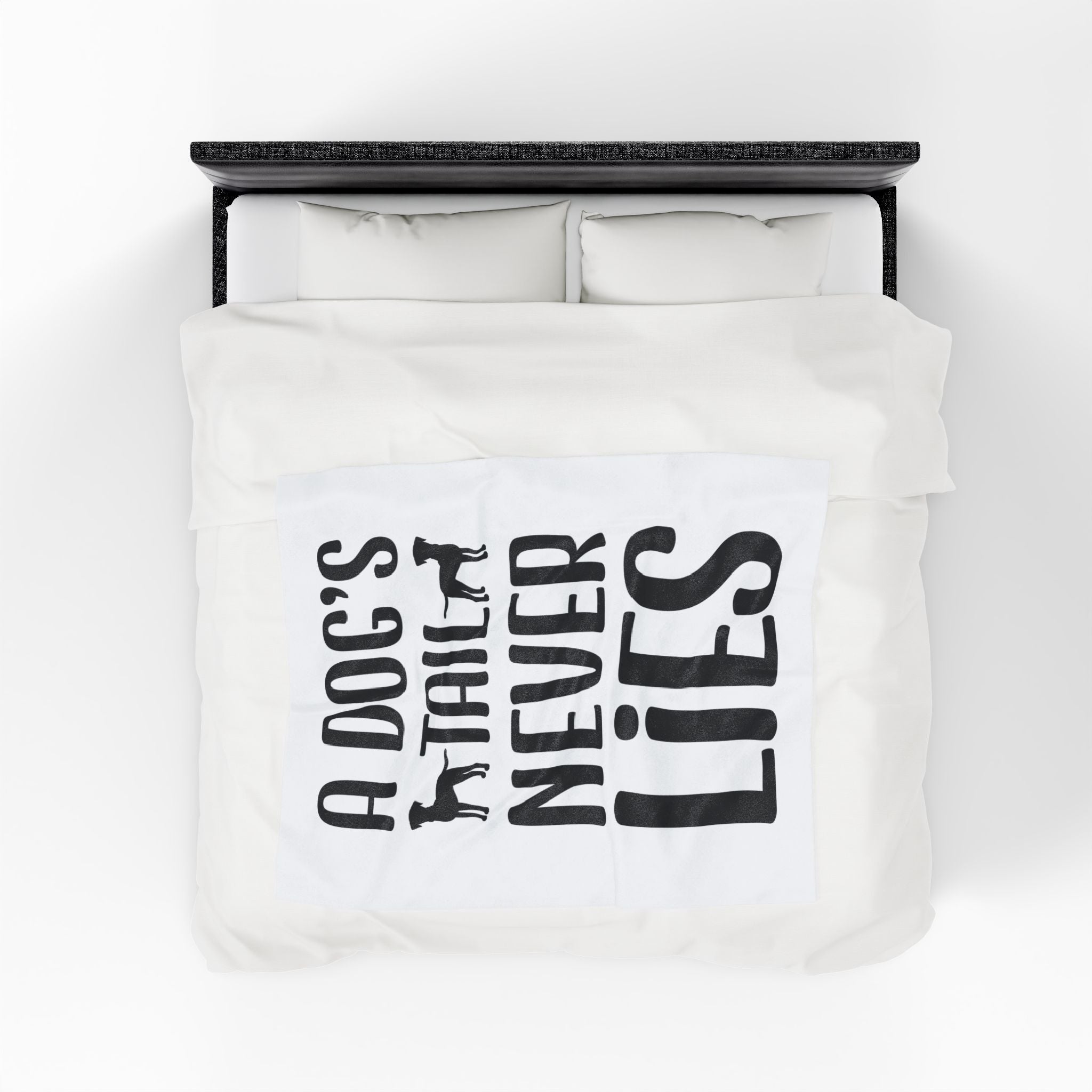 Cozy Velveteen Plush Blanket - "A Dog's Tail Never Lies" - Pet Lover Gift