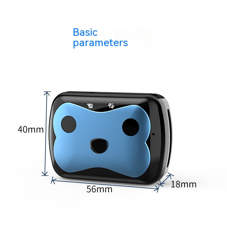 Black and blue device with dimensions labeled on a white background
