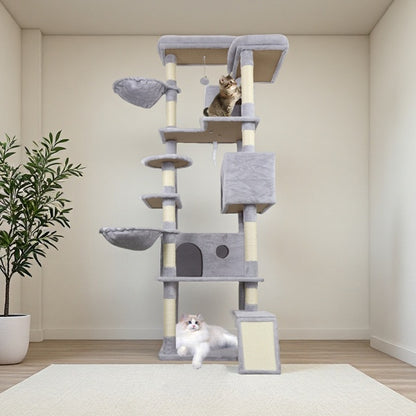 Large Cat Tree Tower 84.6" - 3 Condos 11 Scratching Posts