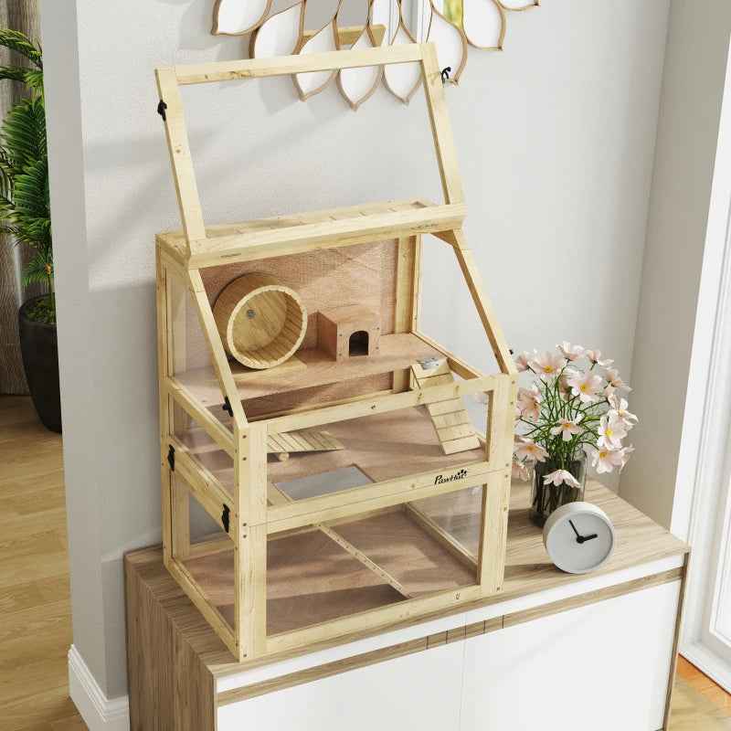 Wooden Hamster Cage - 3 Tier Detachable Bottom