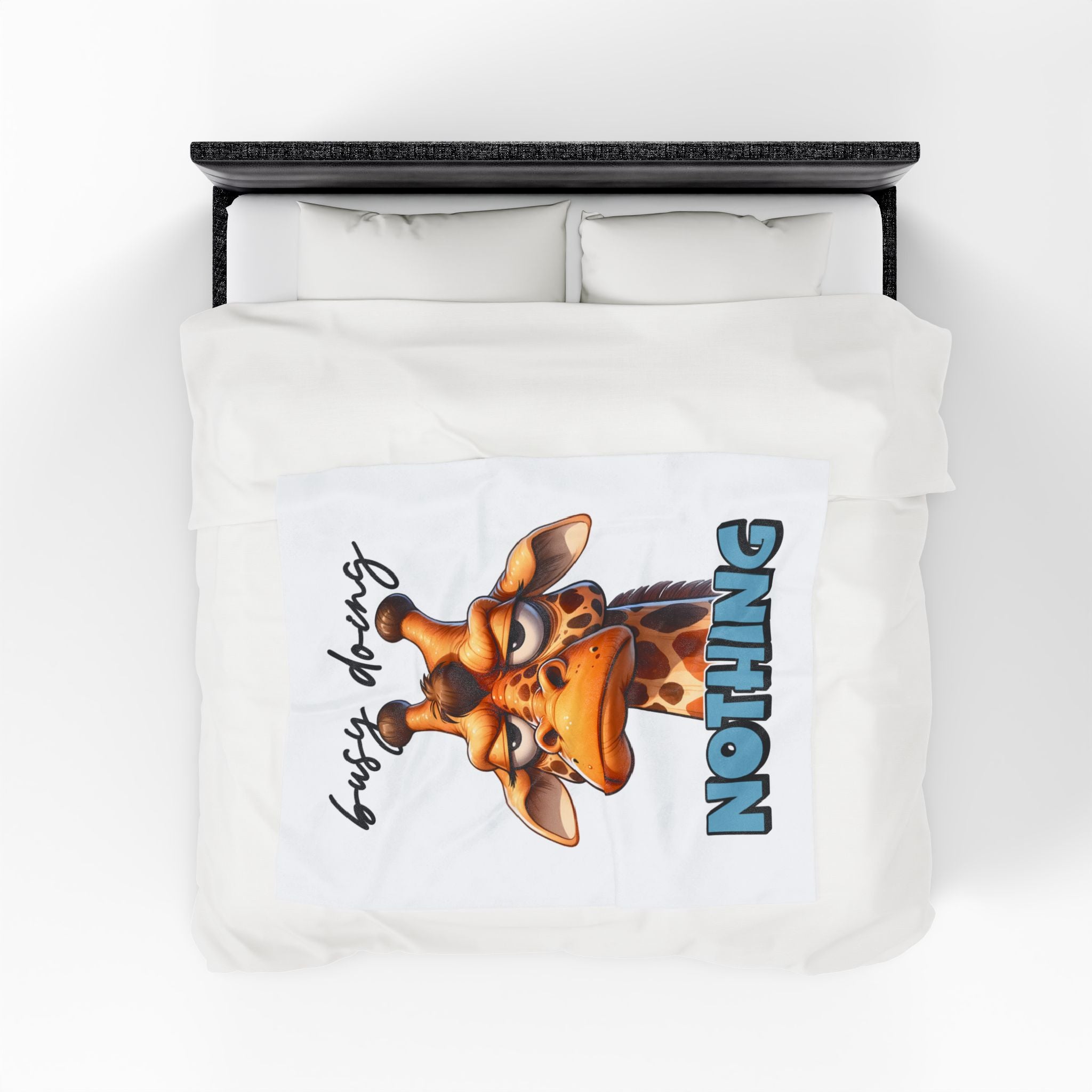 Funny Giraffe Plush Blanket - 'Busy Doing Nothing'