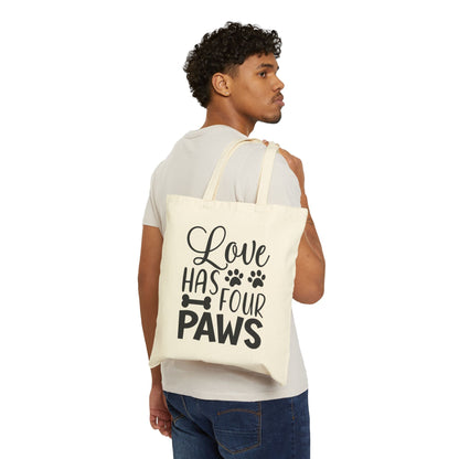Funny Dog Mom Cotton Canvas Tote Bag - Love Has Four Paws | Purrfect Pet Haven