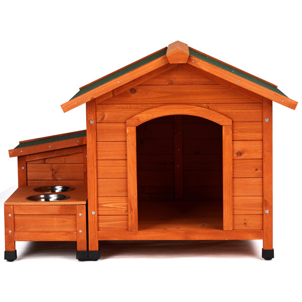 Wooden Cat & Dog House - Fir with Food Bowl & Storage