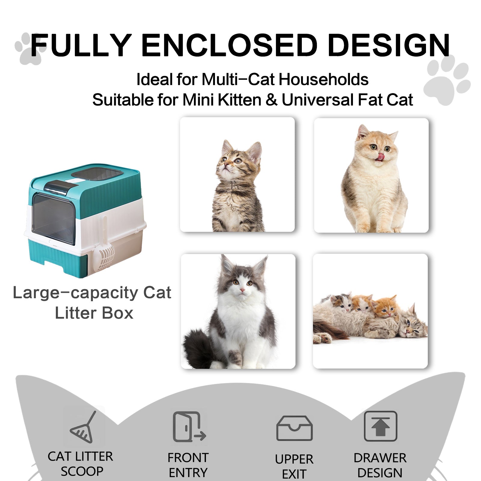 Cat Litter Box - Extra Large with Pull-Out Drawer - Purrfect Pet Haven
