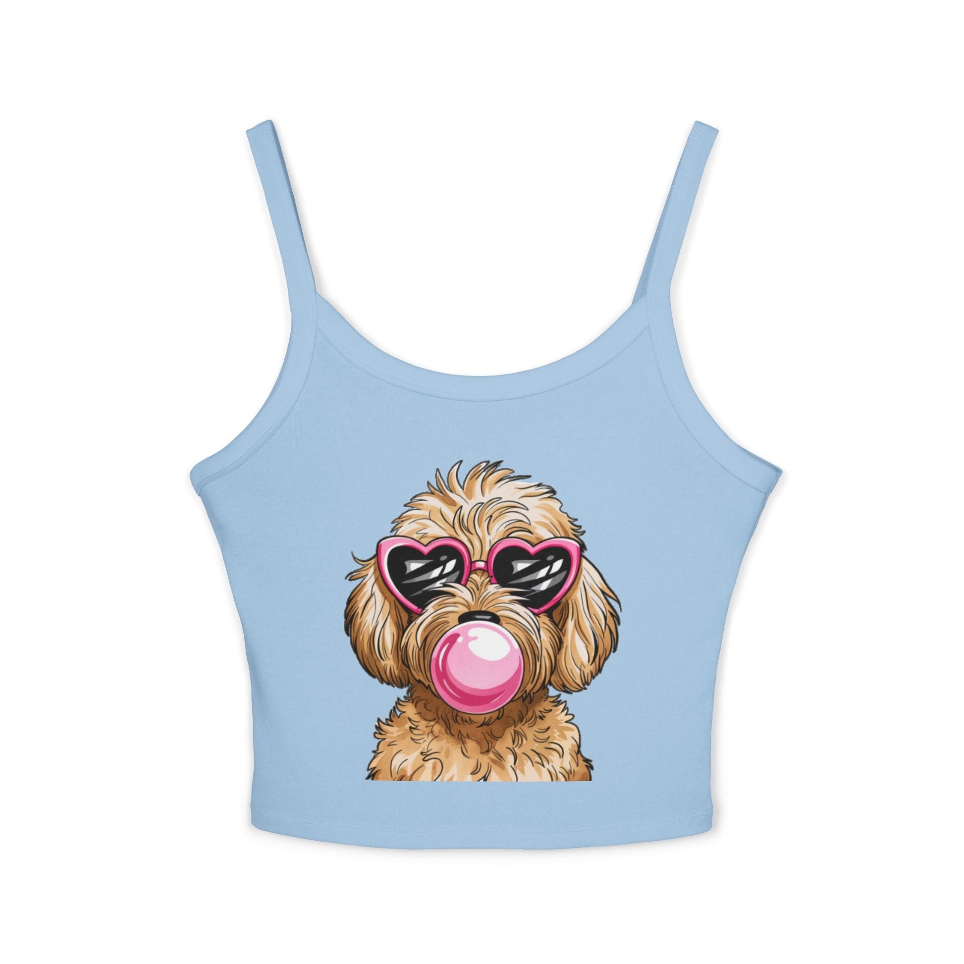Cool Goldendoodle Blowing Bubble - Women's Spaghetti Strap Tank Top | Purrfect Pet Haven