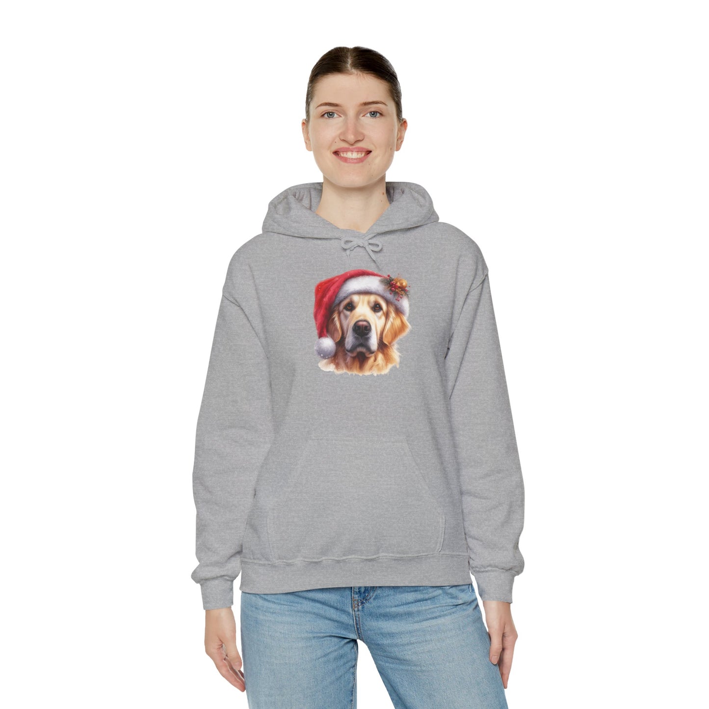 Christmas Golden Retriever Hoodie – Cute Dog in Santa Hat Holiday Sweatshirt