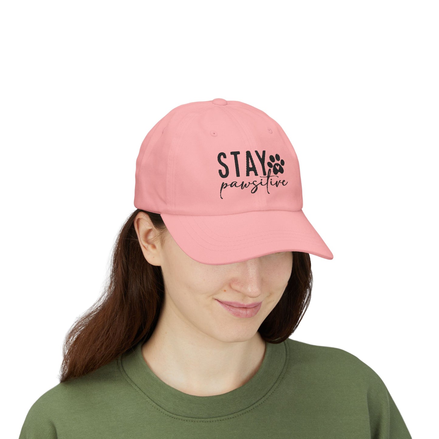 Stay Pawsitive Embroidered Dad Cap - Inspirational Pet Lover Baseball Hat