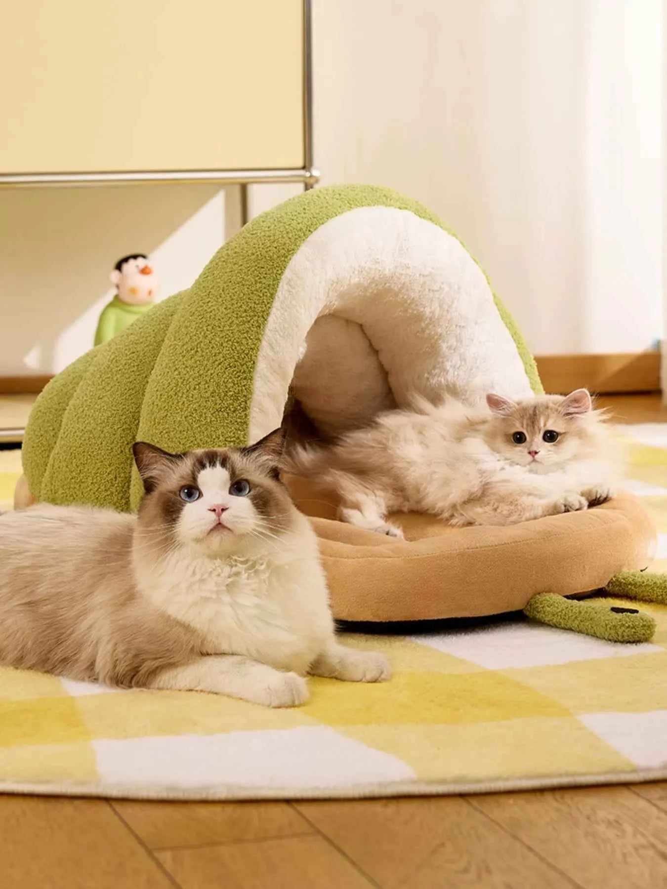 Cozy Caterpillar Shape Pet Nest with Plush Interior