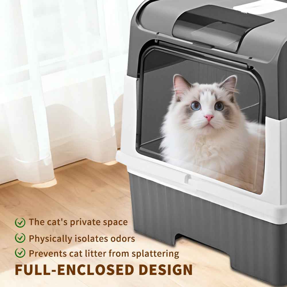 Cat Litter Box - Large Enclosed Flip-Top