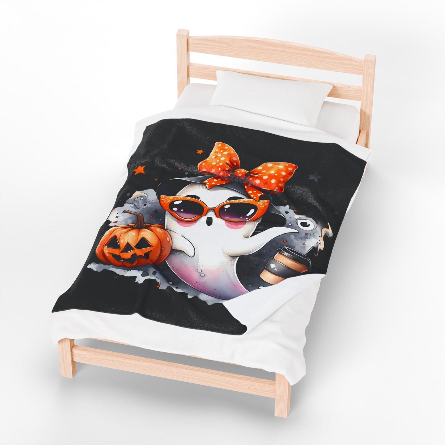 Halloween Ghost Velvet Plush Blanket - Luxury Fall Throw