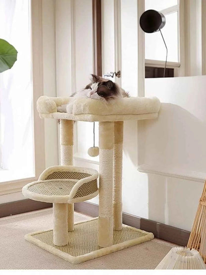 Plush Cat Tree Condo - Multi-Level Scratching Posts