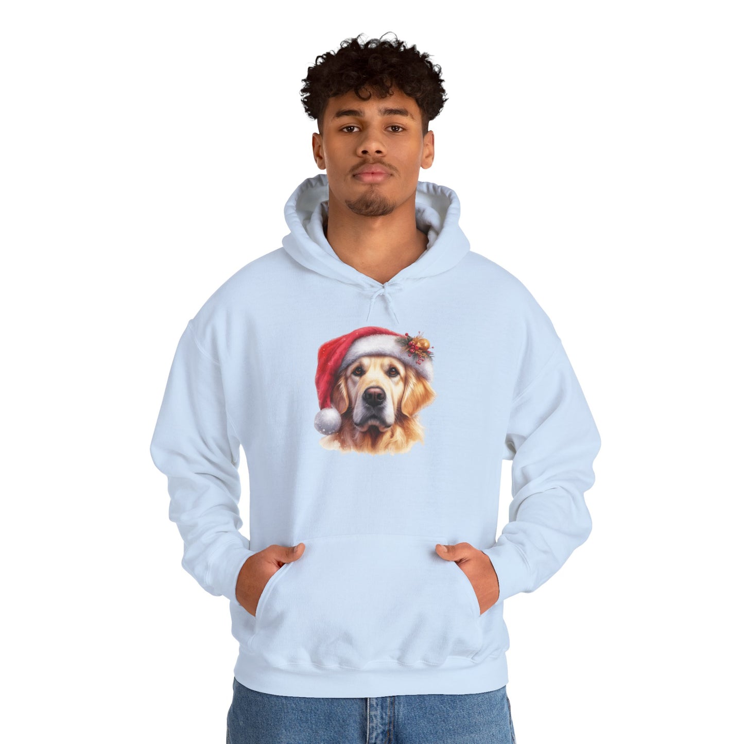 Christmas Golden Retriever Hoodie – Cute Dog in Santa Hat Holiday Sweatshirt