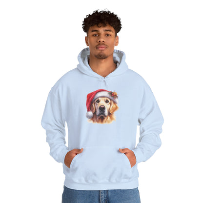 Christmas Golden Retriever Hoodie – Cute Dog in Santa Hat Holiday Sweatshirt