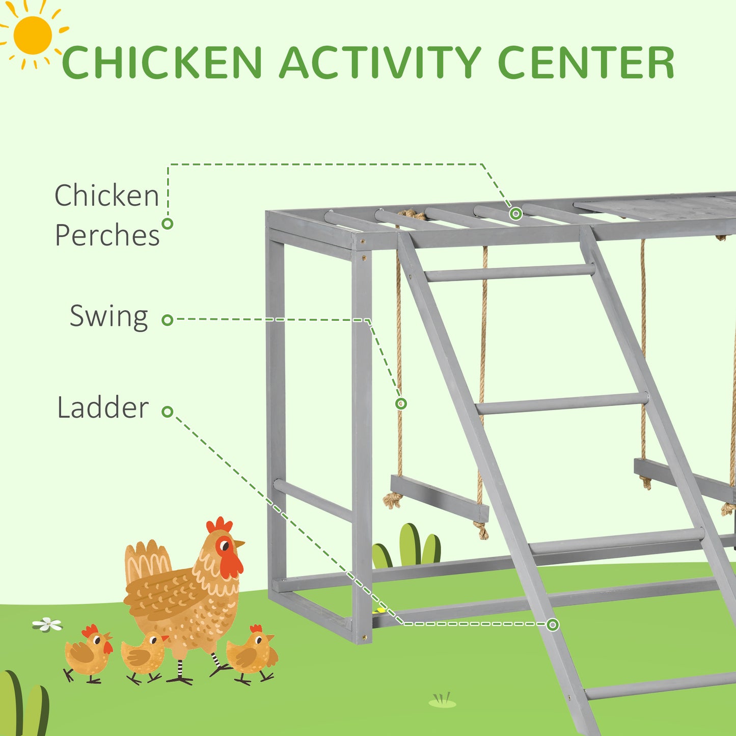 Chicken Activity Playground - Swings & Perches for 3-4 Hens