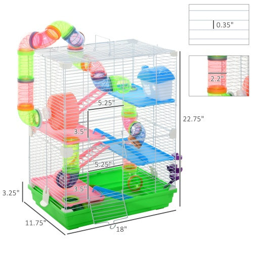 5-Tier Hamster Cage - Complete Habitat with Tunnels