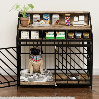 Furniture Style Double Door Kennel with Three Drawer Storage