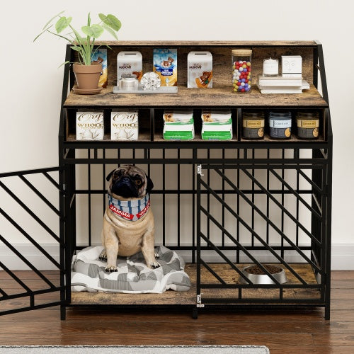 Furniture Style Double Door Kennel with Three Drawer Storage