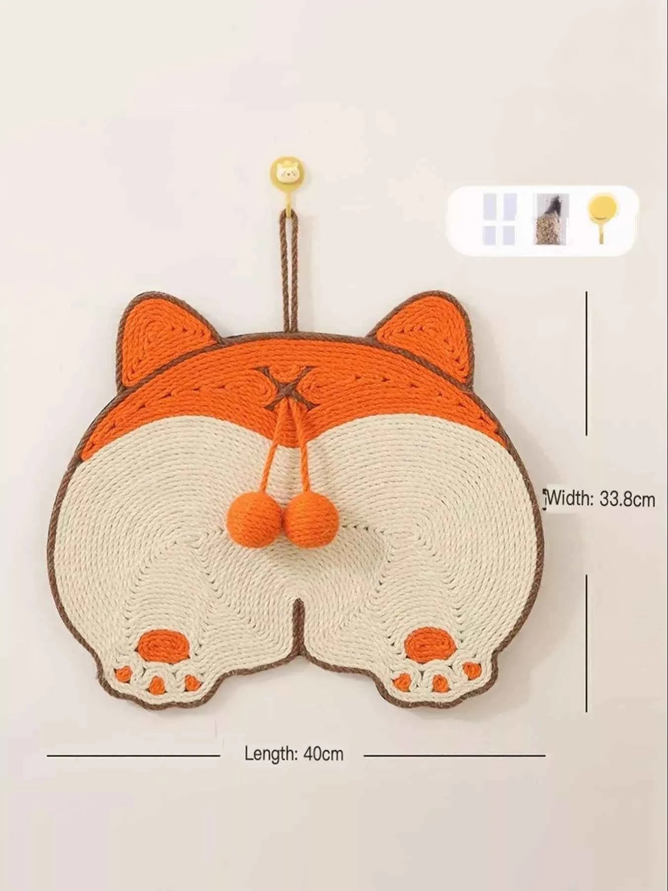 Cute Animal Design Hanging Cat Scratching Post with Dangling Balls