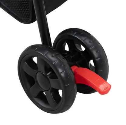 Foldable Pet Stroller, Small Dog Cat Stroller With Storage Basket For Small Puppies, Gray And Black