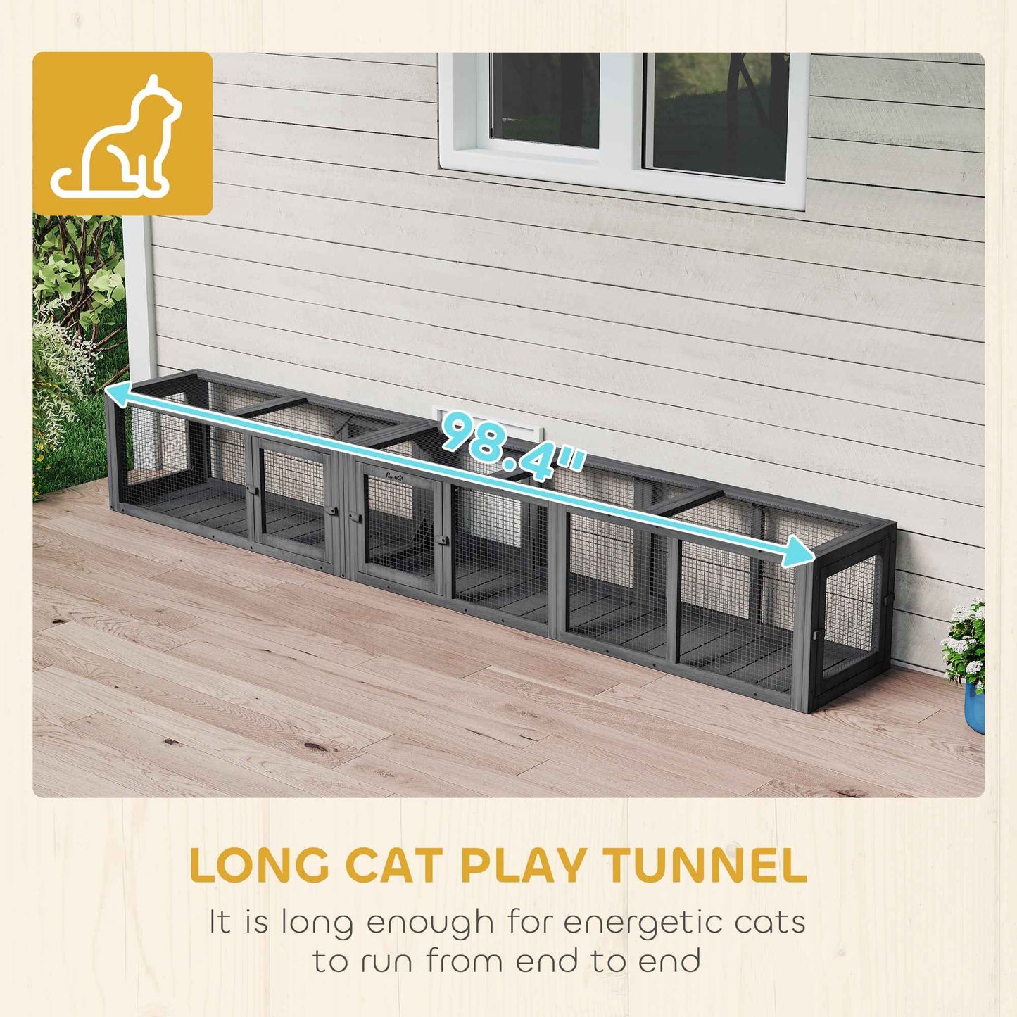 Wooden Cat Tunnel - Outdoor Combinable Design