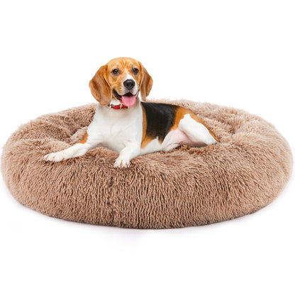Pet Bed - Round Fluffy Plush for Dogs & Cats