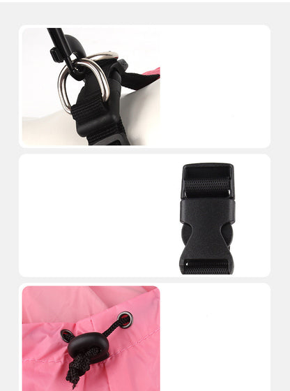 Black pet collar with buckle and leash attachment on a white background
