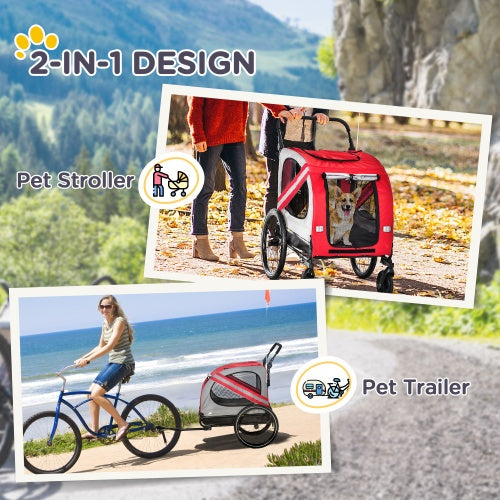 Pet Bike Trailer & Stroller - 2-in-1 for Small Dogs