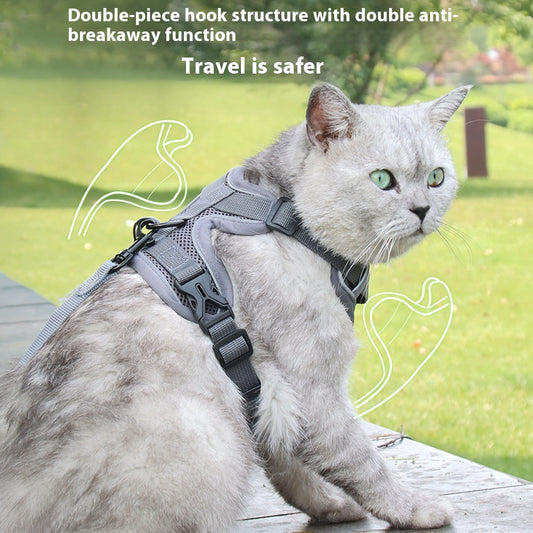 Fully Adjustable Cat Vest Pet Harness with Matching Leash