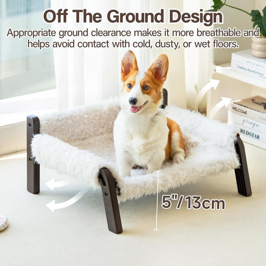 Raised Cat Bed - Elevated Plush 44lb Support