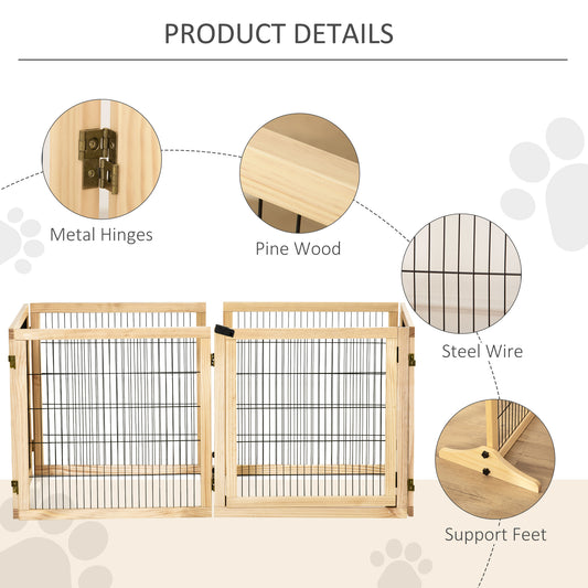 Freestanding Pet Gate 6-Panel - Wooden Dog Barrier for Doorways - Purrfect Pet Haven