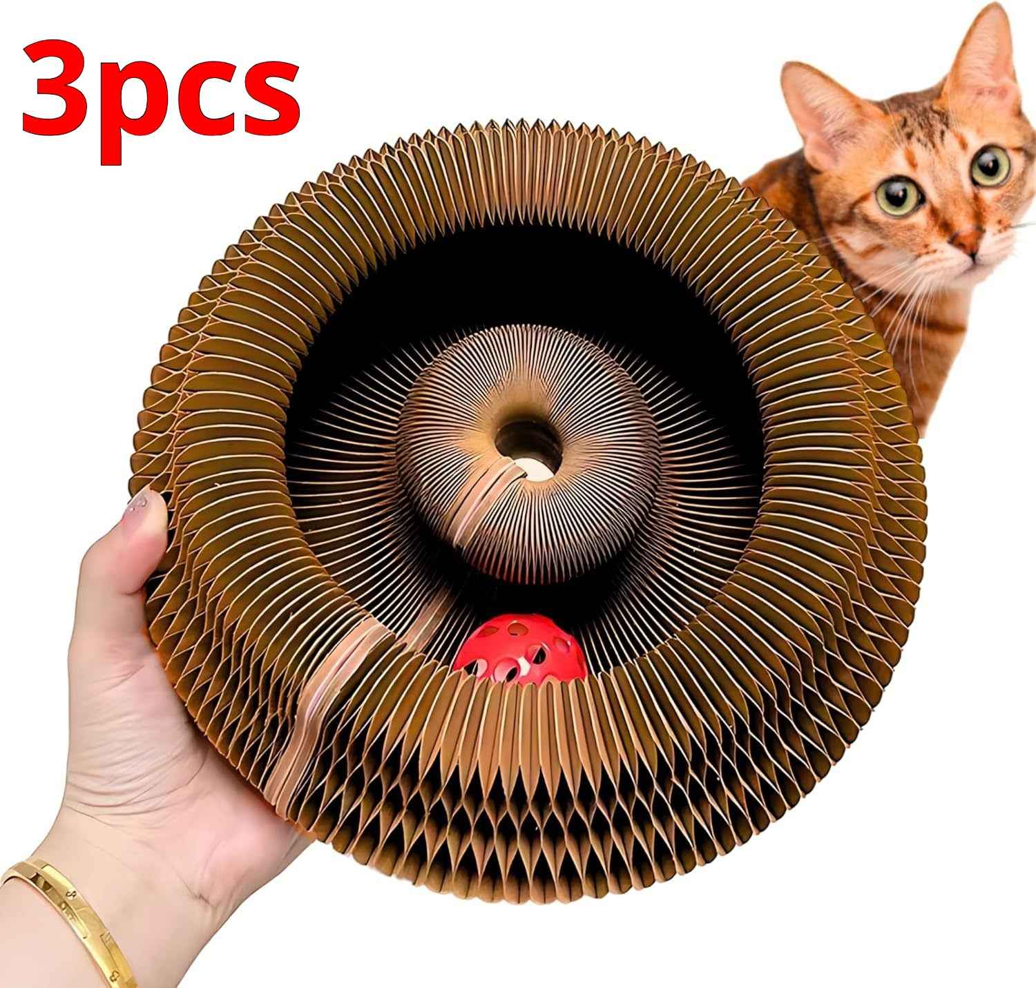 Cat Toy With Bells Accordion-style Scratching Post For Cats