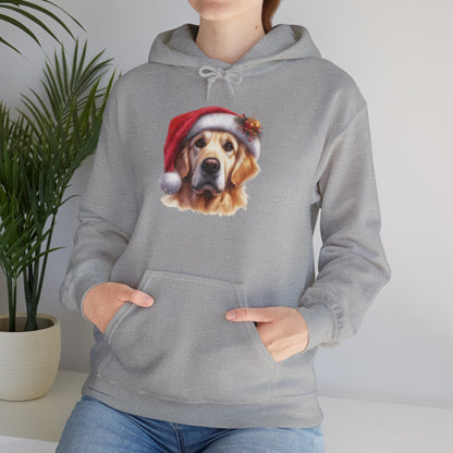 Christmas Golden Retriever Hoodie – Cute Dog in Santa Hat Holiday Sweatshirt
