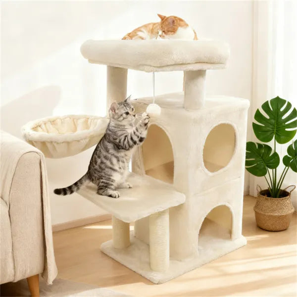 Cat Tree Multi-Level 33" - Sisal Posts 2-Tier Condo