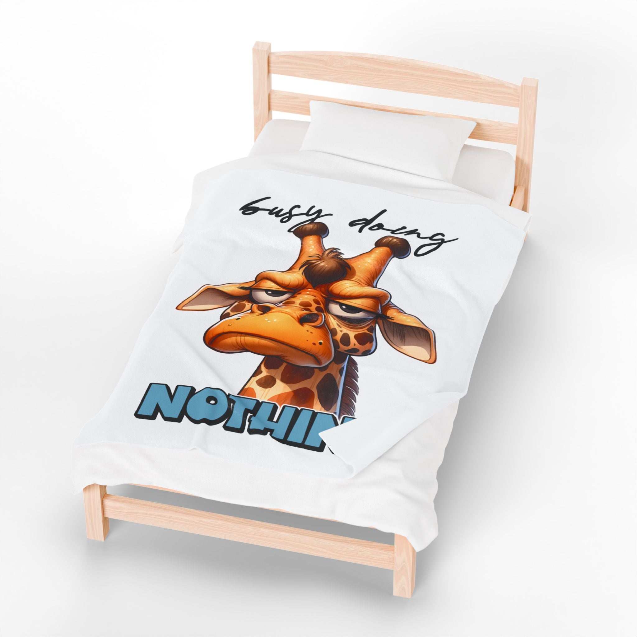 Funny Giraffe Plush Blanket - 'Busy Doing Nothing'