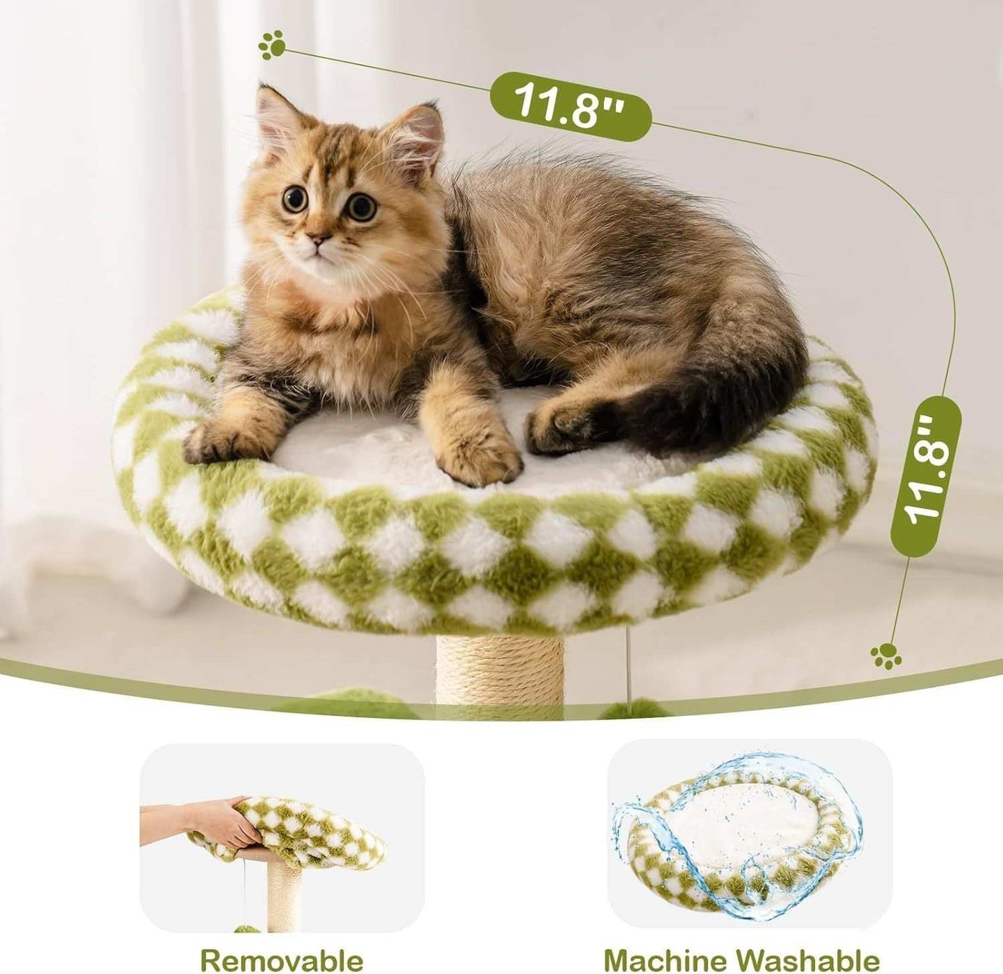 Cat Tree Tower For Indoor Cats - Large Multi-Level Scratching Post With Washable Perch