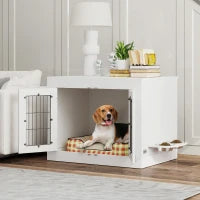 Dog Crate - Furniture Style with Rotating Bowls - Purrfect Pet Haven