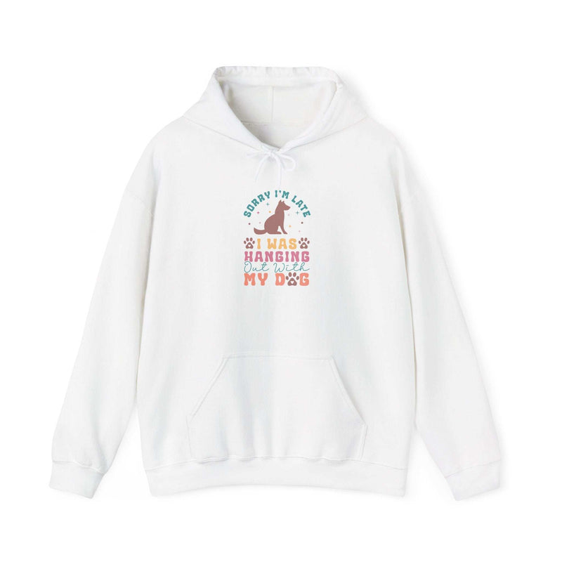 Funny Dog Lover Sweatshirt - "Sorry I'm Late, I Was Hanging Out With My Dog" - Unisex Heavy Blend™ Hoodie | Purrfect Pet Haven