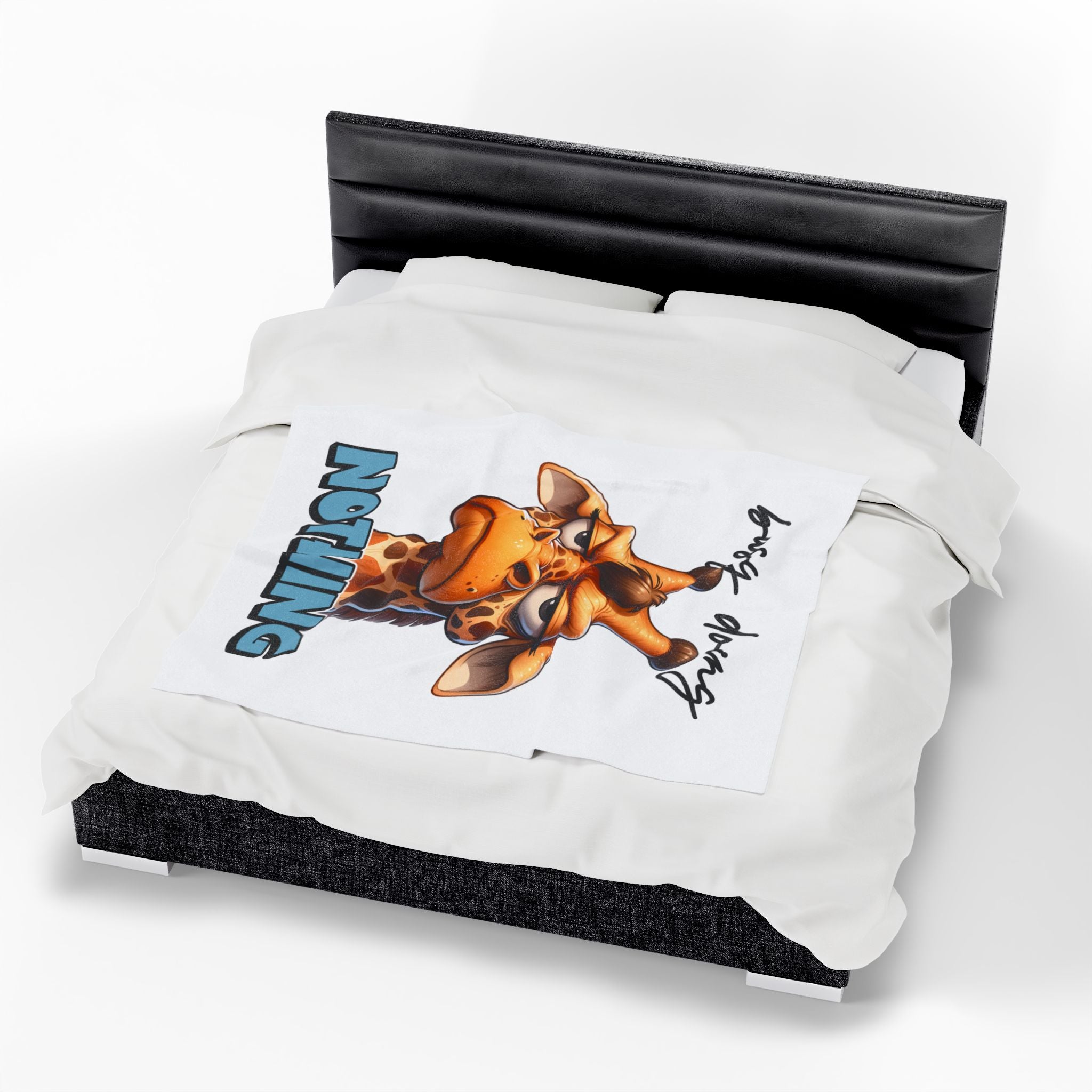 Funny Giraffe Plush Blanket - 'Busy Doing Nothing'