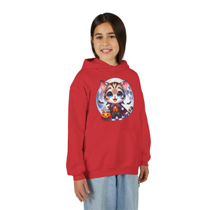Adorable Cat Halloween Hoodie - Youth Spooky Season Sweatshirt