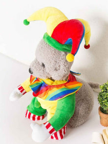 Pet Clown Costume Jumpsuit - Colorful Halloween Outfit with Hat