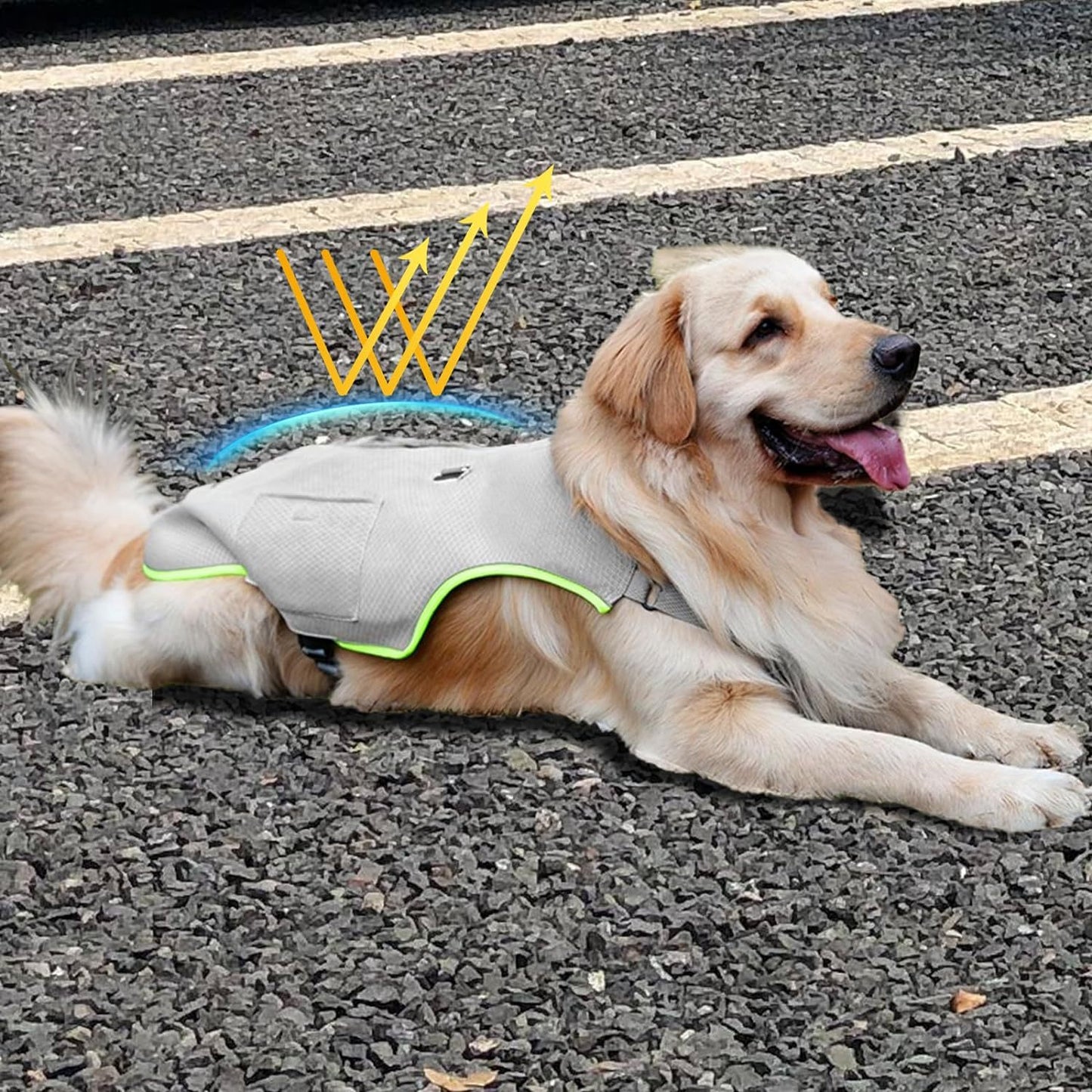 Dog Cooling Vest With Ice Packs, Reflective Adjustable Cooling Vest For Dogs With Leash Ring For Hot Weather Cooling Harness For Large Medium Dogs Grey