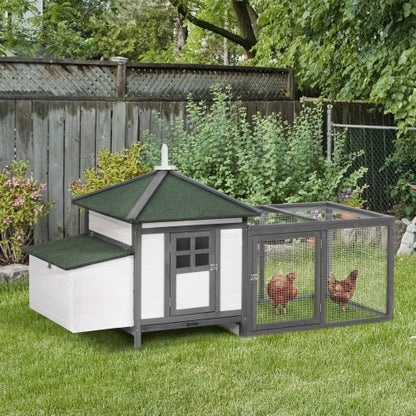 Wooden Chicken Coop - 77" with Nesting Boxes & Run