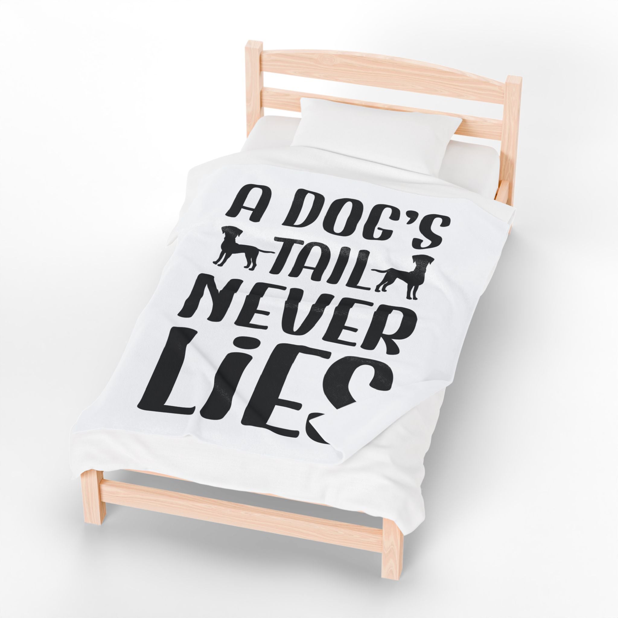 Cozy Velveteen Plush Blanket - "A Dog's Tail Never Lies" - Pet Lover Gift