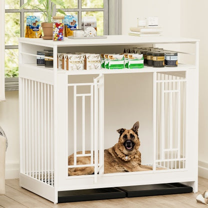 Large 43.3 Inch Wooden Dog Kennel Furniture with Divider