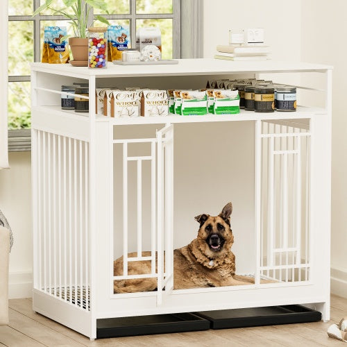 Large 43.3 Inch Wooden Dog Kennel Furniture with Divider