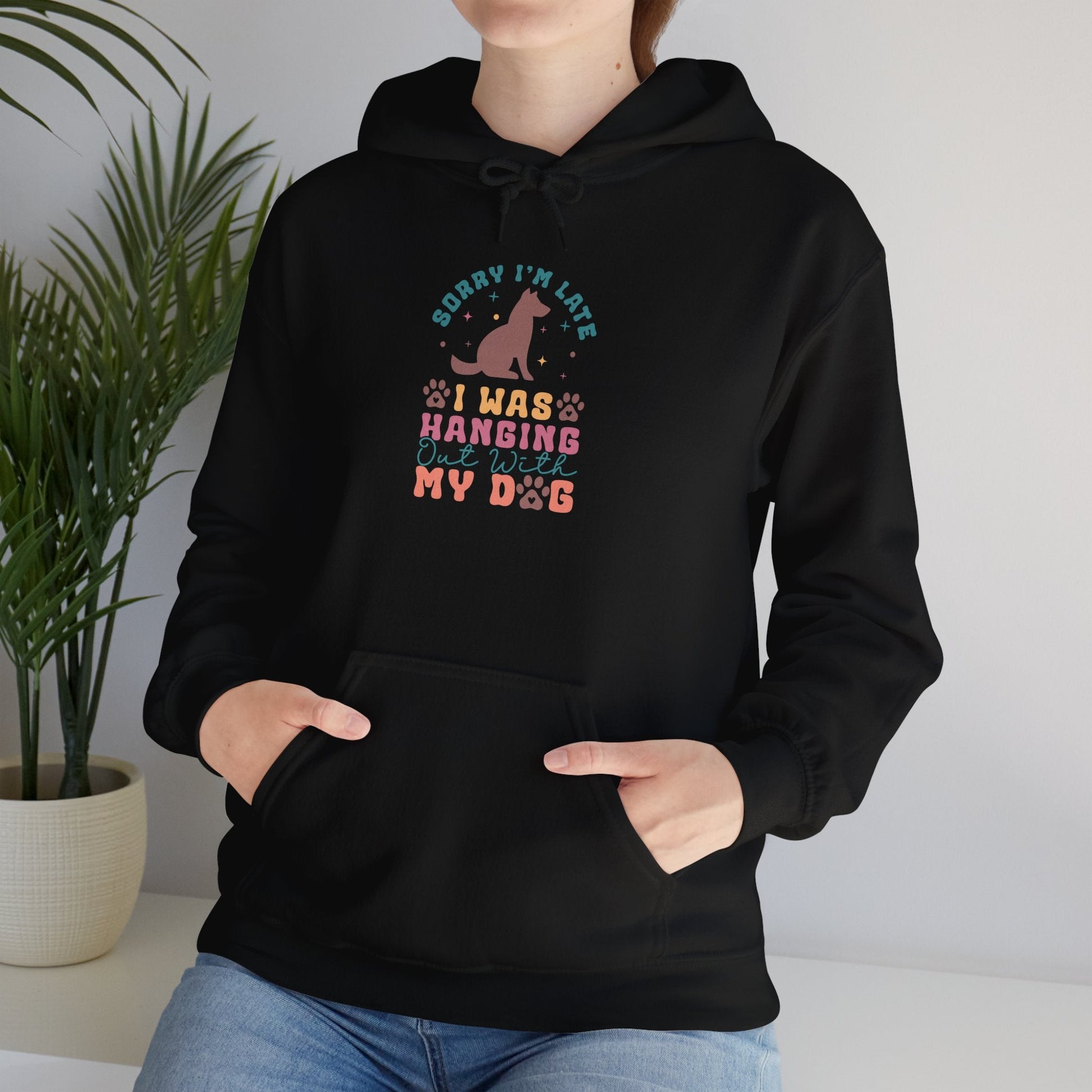 Funny Dog Lover Sweatshirt - "Sorry I'm Late, I Was Hanging Out With My Dog" - Unisex Heavy Blend™ Hoodie | Purrfect Pet Haven