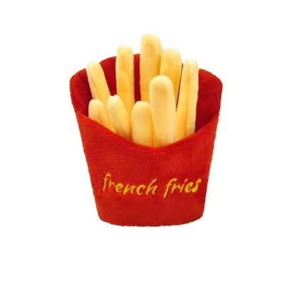 Wefulfil plush french fries toy in red carton for pets fast food dog toy set with soft squeaky fries