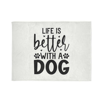 Dog Lover's Soft Polyester Blanket - 'Life is Better with a Dog'